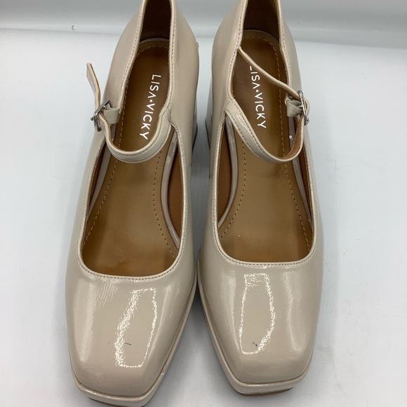 Lisa Vicky Elegant Cream Mary Jane Block Heels - Picture 6 of 7